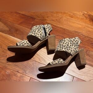 Toms Leopard Print Mules with Block Heel